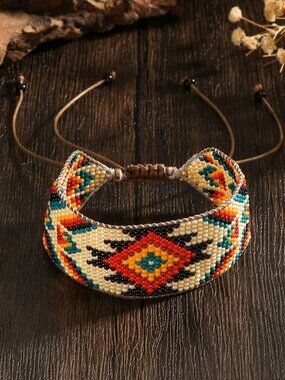 Western Style Handmade Beaded Braided Bracelet - Glass Seed Beads